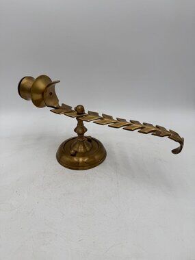 Bombay Company Brass Wall Mounted Sconce Candle Holder Leaf Curved